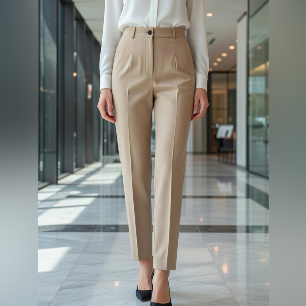 Zara Beige High Waisted Women’s Trousers Size Large